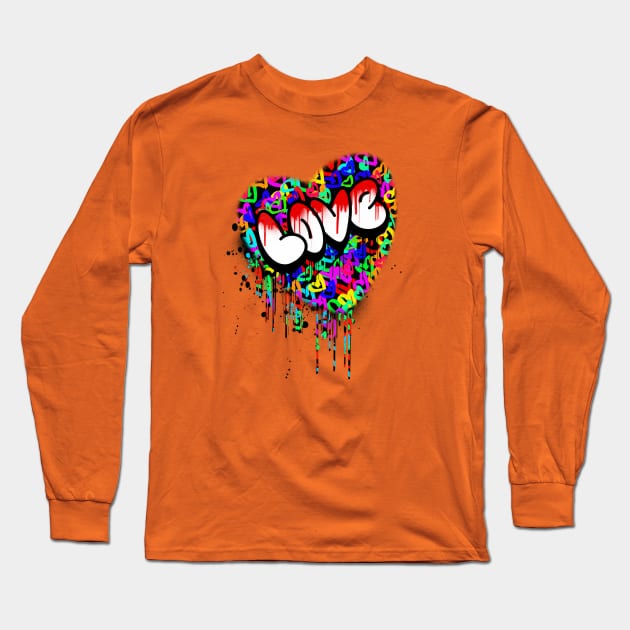 Graffiti Love Heart Long Sleeve T-Shirt by ARTHE